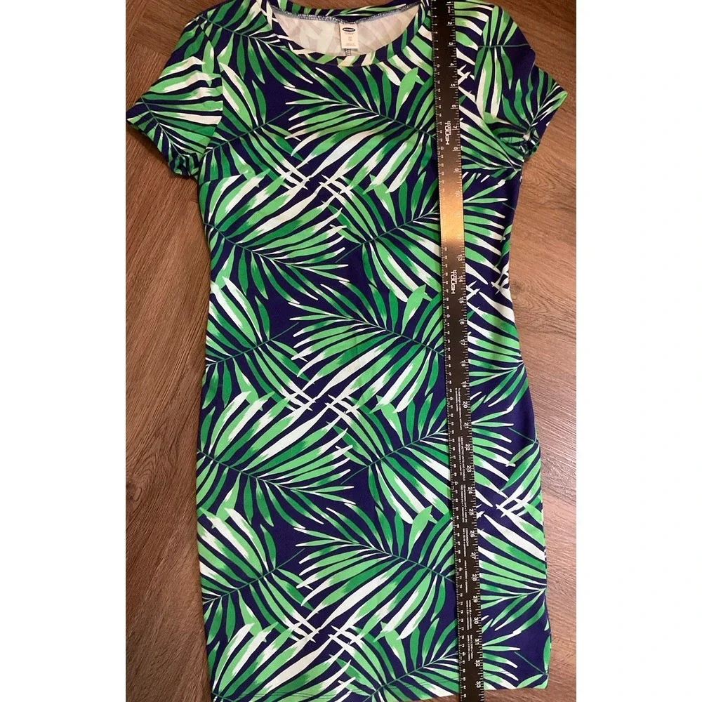 Old Navy Tropical Stretch Dress Blue Green XS Floral Cruise Beach Travel Boho - Picture 7 of 7
